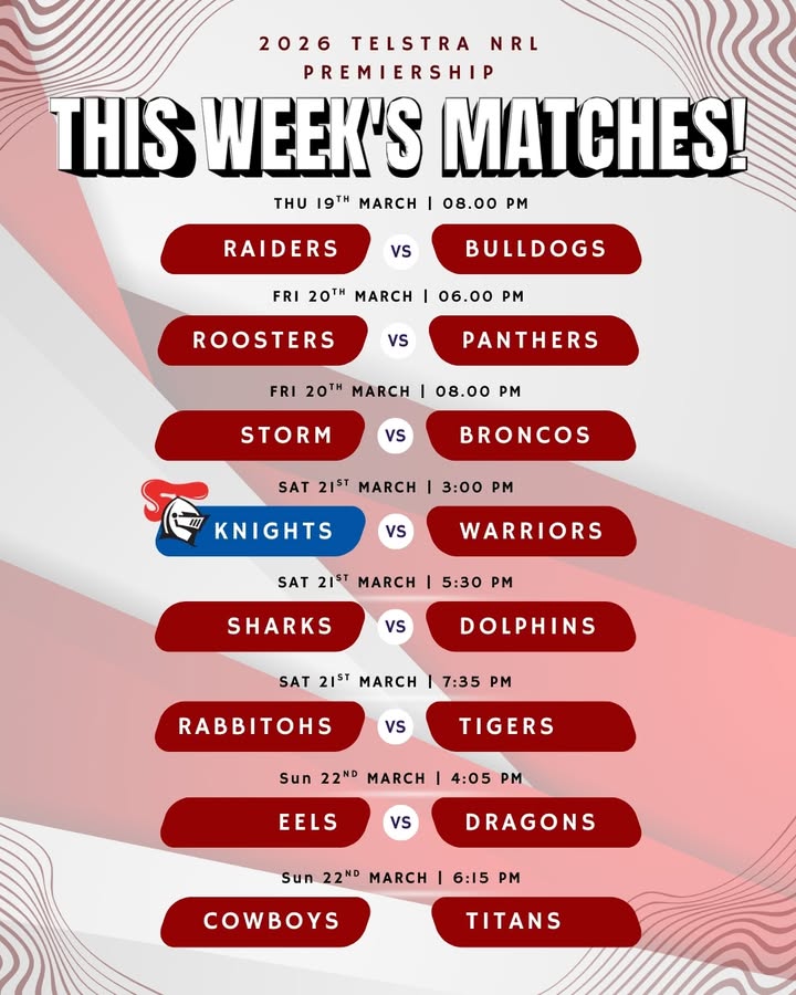 Featured image for “Watch the Knights vs Warriors and NRL Round at Newcastle United Sports Club”