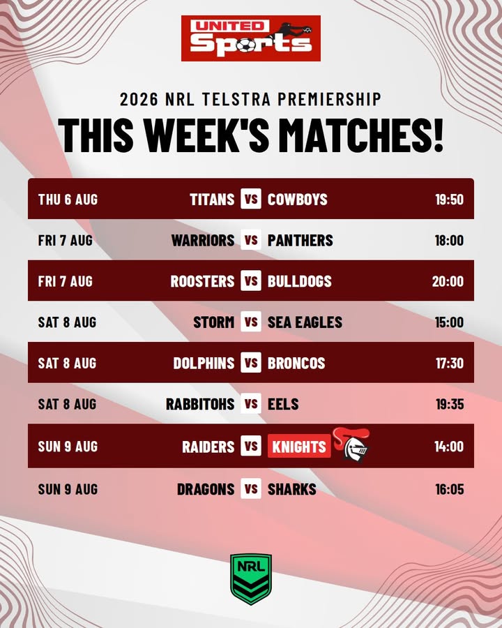 Featured image for “2026 NRL Telstra Premiership This Week’s Matches at Newcastle United Sports Club”