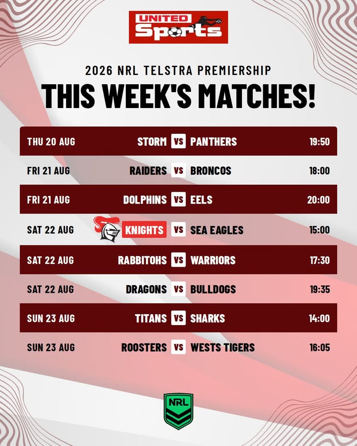 Featured image for “2026 NRL Telstra Premiership This Week’s Matches at Newcastle United Sports Club”